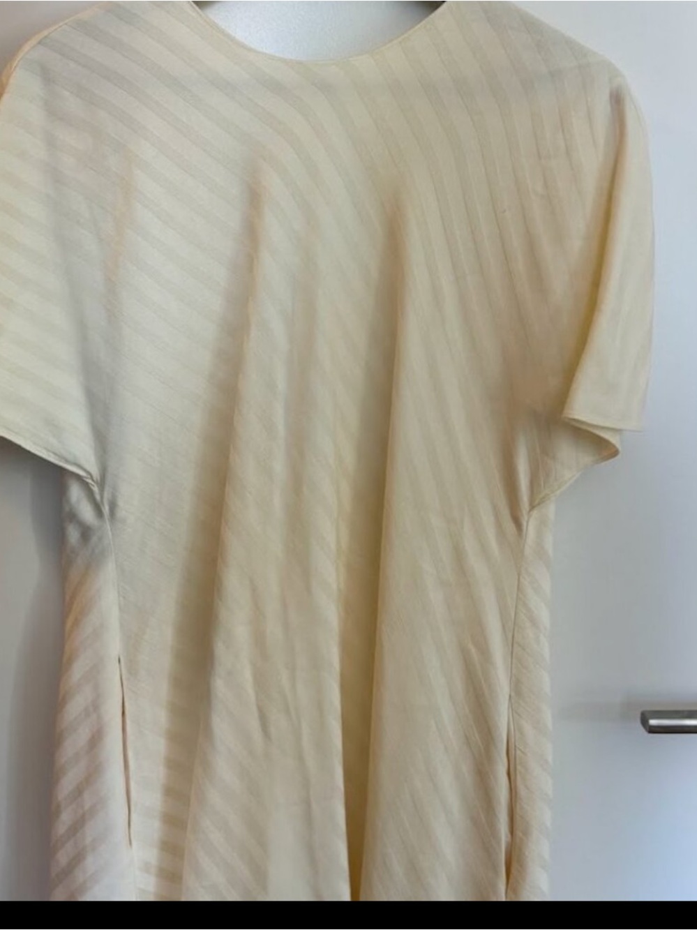 Banana Republic Cream Short-Sleeve A-Line Dress with Subtle Stripe